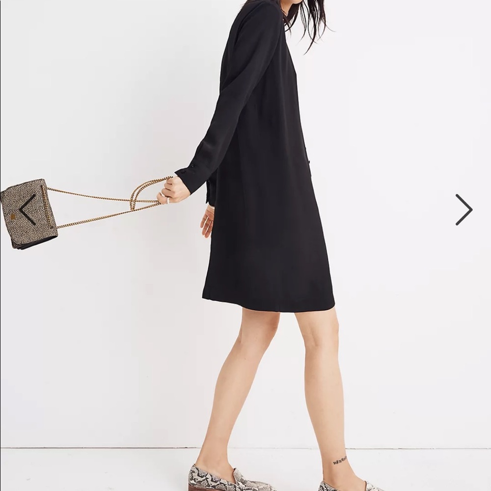 Madewell Long Sleeve Button Front Novel Dress blac